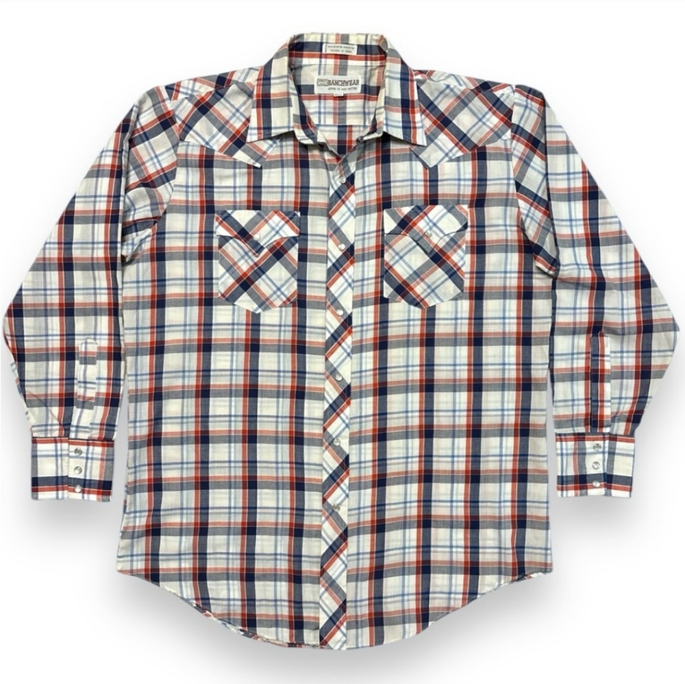 CORRAL WEST RANCHWEAR Plaid Pearl Snap Front Shirt 16.5/34 VINTAGE